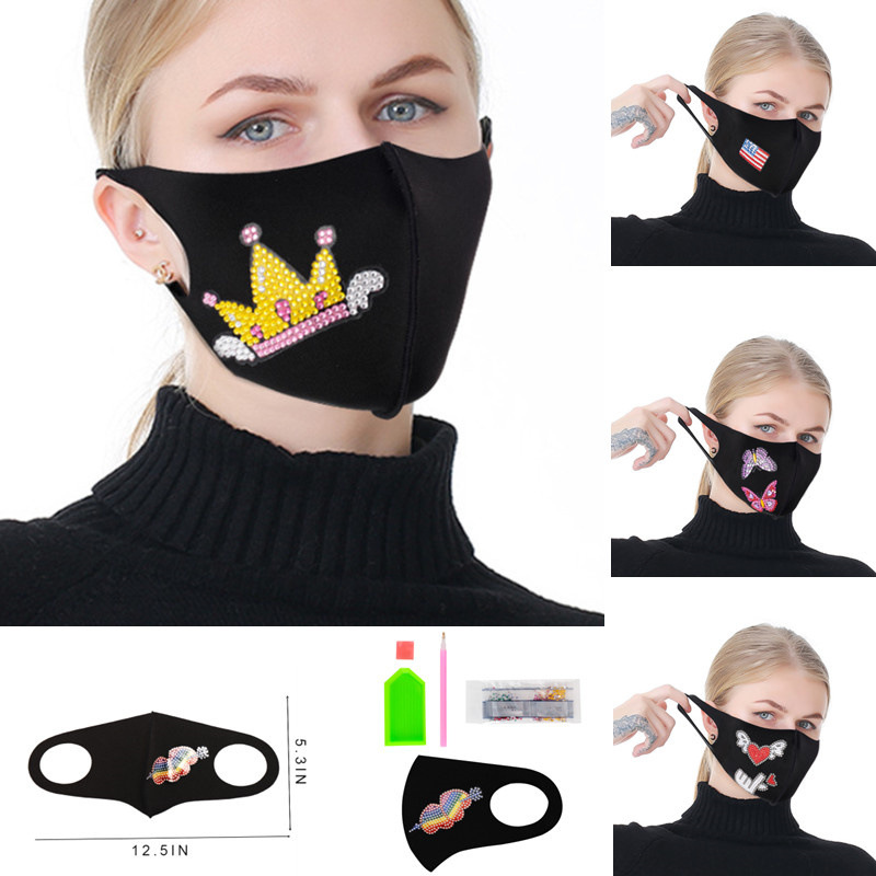 冰丝莫代尔棉质5d钻石画口罩 diy创意成人时尚水晶点钻石装饰面具