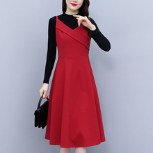 红色连衣裙女2022年冬季新款吊带裙法式高级感秋冬装套装裙两件套