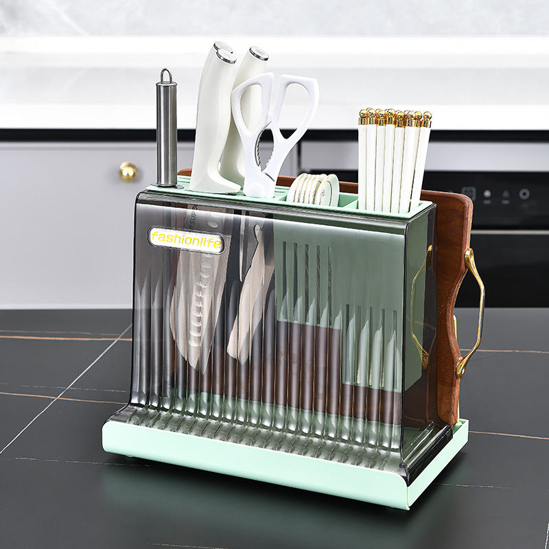 Kitchen Knife Holder Chopsticks Box Storage Rack Multi-Functional Table Top Chopping Board Rack Place Cutting Boards Knife Integrated Storage 0714