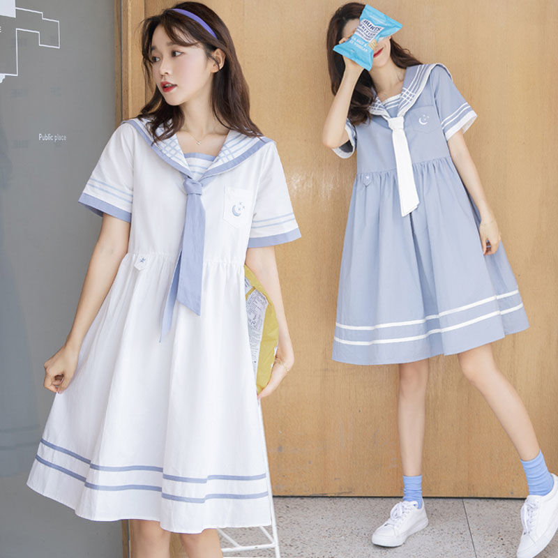 夏季连衣裙女学生韩版宽松校园风初中生13岁少女童2022年新款裙子