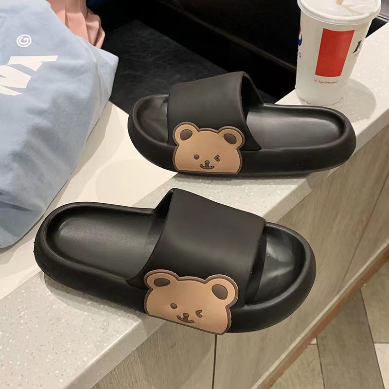 Couple Slippers Women's Summer Korean-Style Cute Cartoon Indoor and Outdoor Non-Slip Wear-Resistant Thick-Soled Sandals for Men