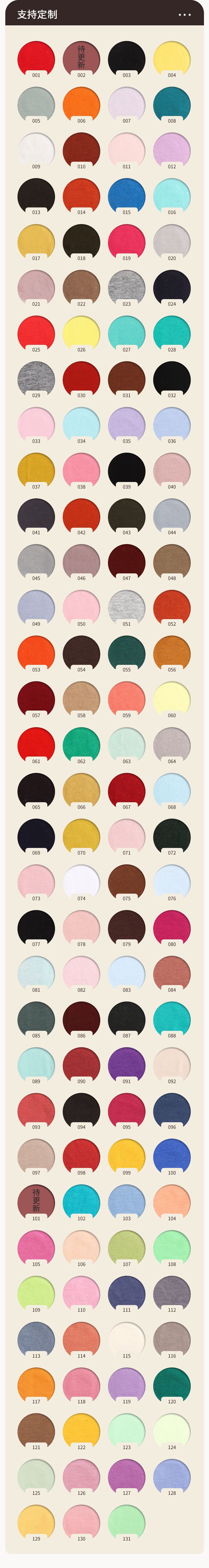 4 m/kg参照色卡备注18540s220大货公斤价(一条起)92630参照色卡备注