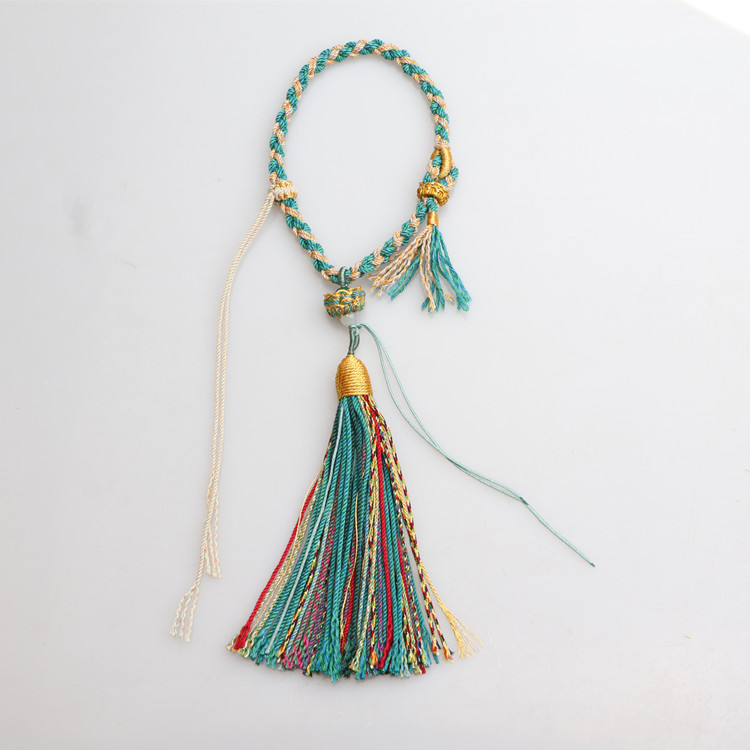 Handmade DIY Bodhi Seed Crafts Hand-Made Cotton Threads Tibetan Tassel Fringe Pendant Buddha Beads Bracelet Ornament Mixed Color Spike