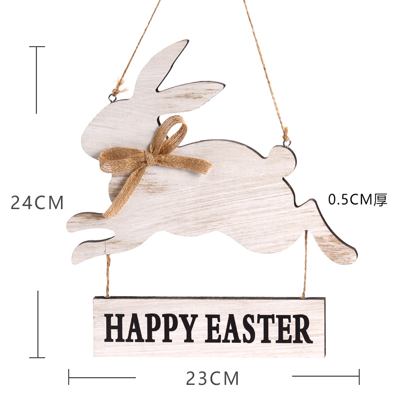 Cross-Border New Easter Decorations Ins Style Spring Wooden Rabbit Crafts Party Desktop Pendant