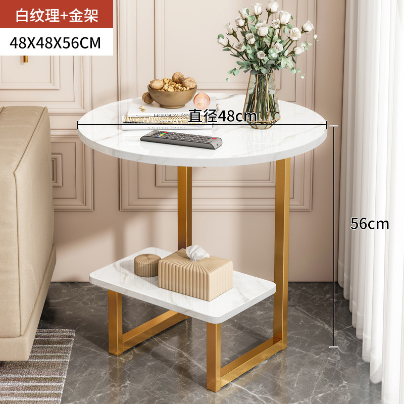 Nordic Light Luxury Coffee Table Modern Minimalist Creative Small Table Side Table Table Home Living Room Double Layer Sofa Side Table Side Table Side Cabinet