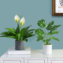 北欧植物摆件假绿植盆景办公室内装饰品家居客厅龟背叶小盆栽
