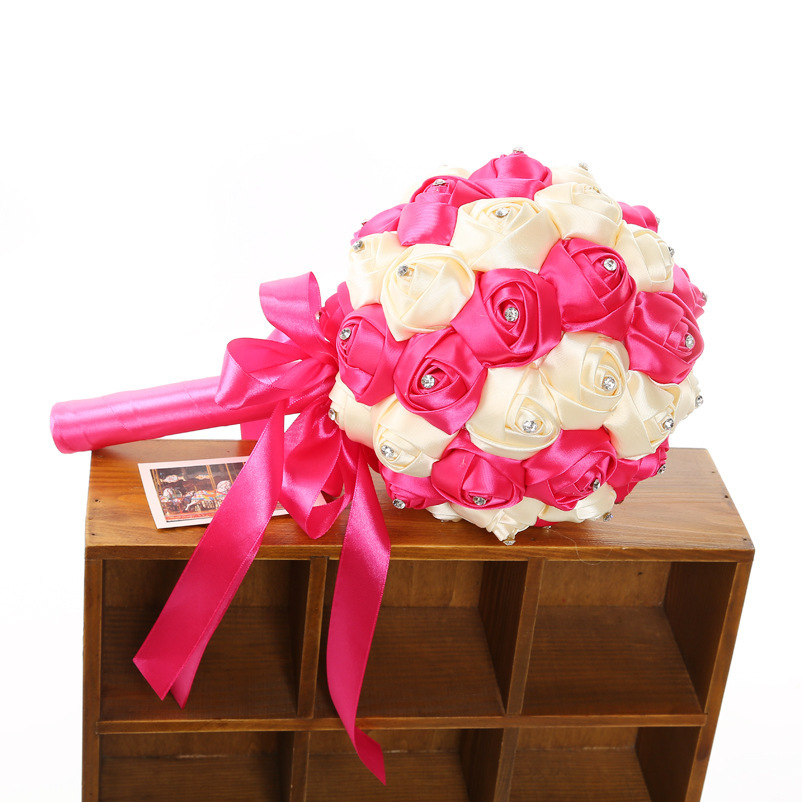 新娘手捧花仿真花绣球结婚礼物婚庆用品伴娘捧花 圆球花苞点钻