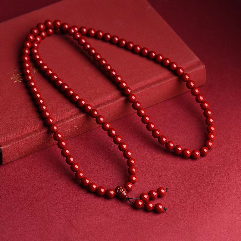 Natural Cinnabar 108 Beads Bracelet Diy Multi-Circle Bracelet Sweater Chain Wholesale