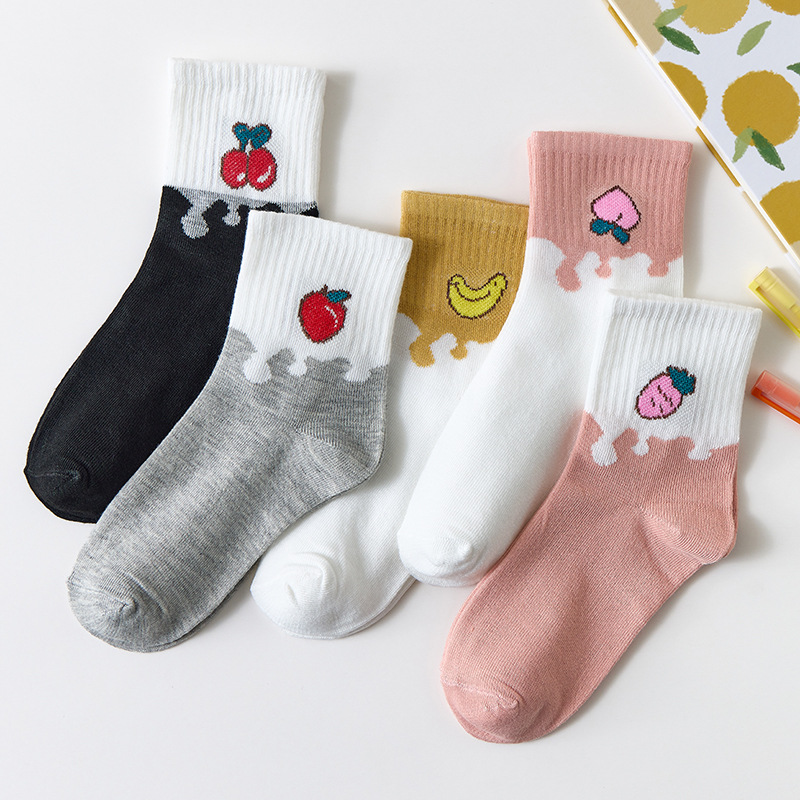 Coffee Color Socks for Women Spring/Summer Ins Trendy Tube Socks Cute Bear Japanese Girl Stockings Women's Sports Students' Socks