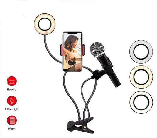 Mobile Live Streaming Stabilizer Fill Light Led Universal Hose Eye Protection Table Lamp Desktop Phone 2-in-1 Bracket