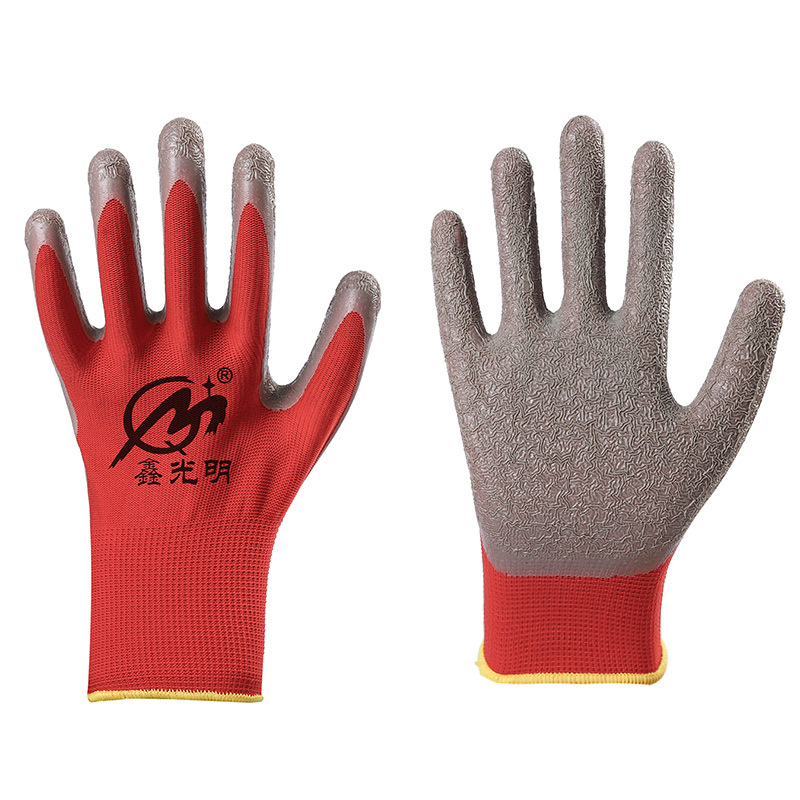 Nylon Rubber Coated Gloves Thirteen Needle Nylon Labor Gloves Wrinkle Adhesive Non-Slip Wear-Resistant Labor Gloves