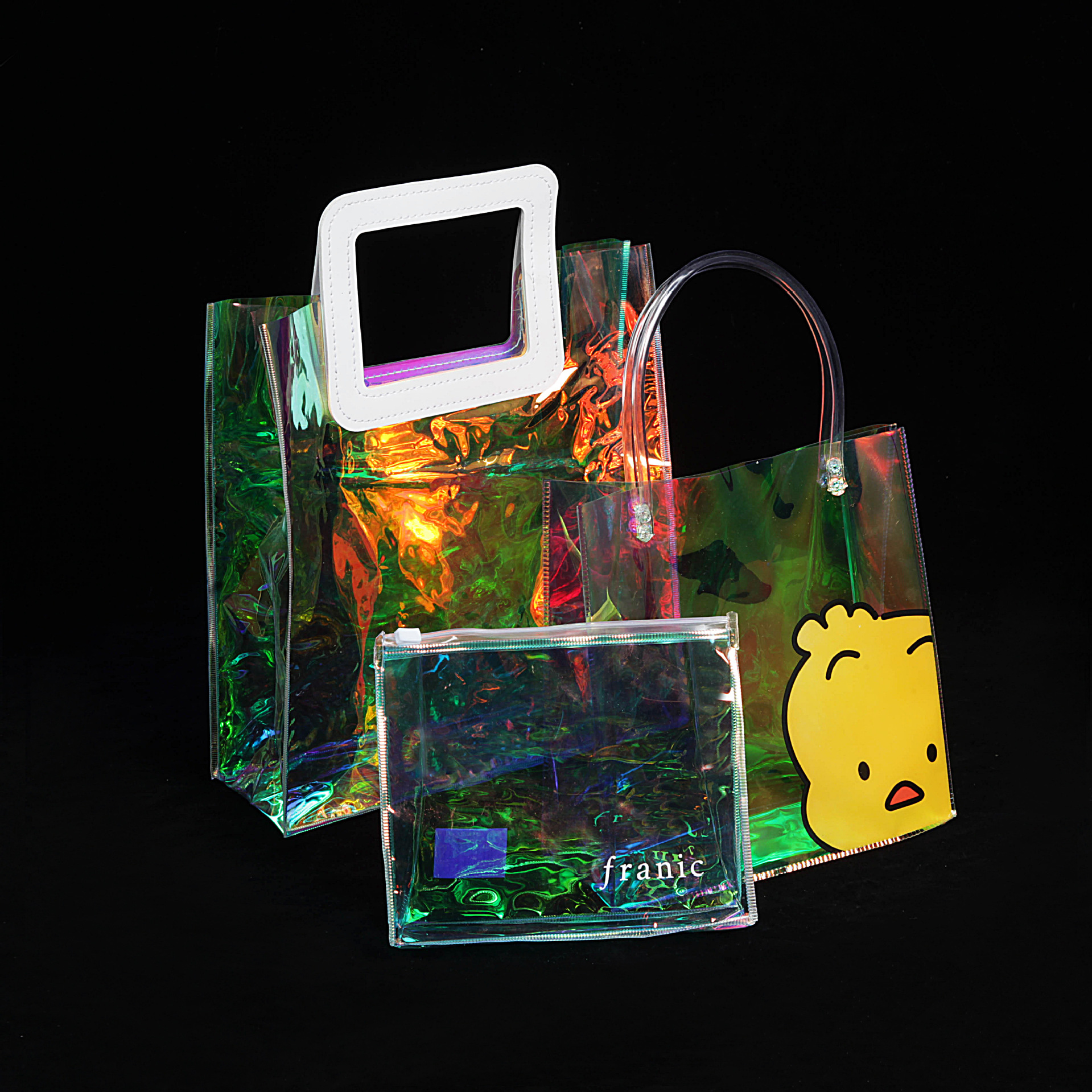 厂家批发幻彩pvc镭射手提袋 网红礼品购物袋塑料手提袋子可印logo