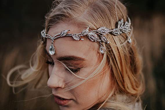 韩式新娘头饰 眉心坠额饰皇冠树叶水钻头环新娘结婚发饰礼服配饰