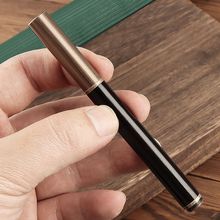 迷你短款口袋老式复古檀木钢笔便携小巧黄铜木制学生练字美工书法