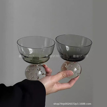 法式中古气泡珠杯高档玻璃酒杯高颜值鸡尾酒杯小众威士忌杯红酒杯