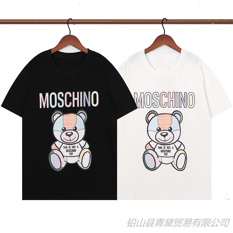 潮牌新款moschino 莫s奇诺小熊系列纯棉印花t恤印花logo短袖t恤
