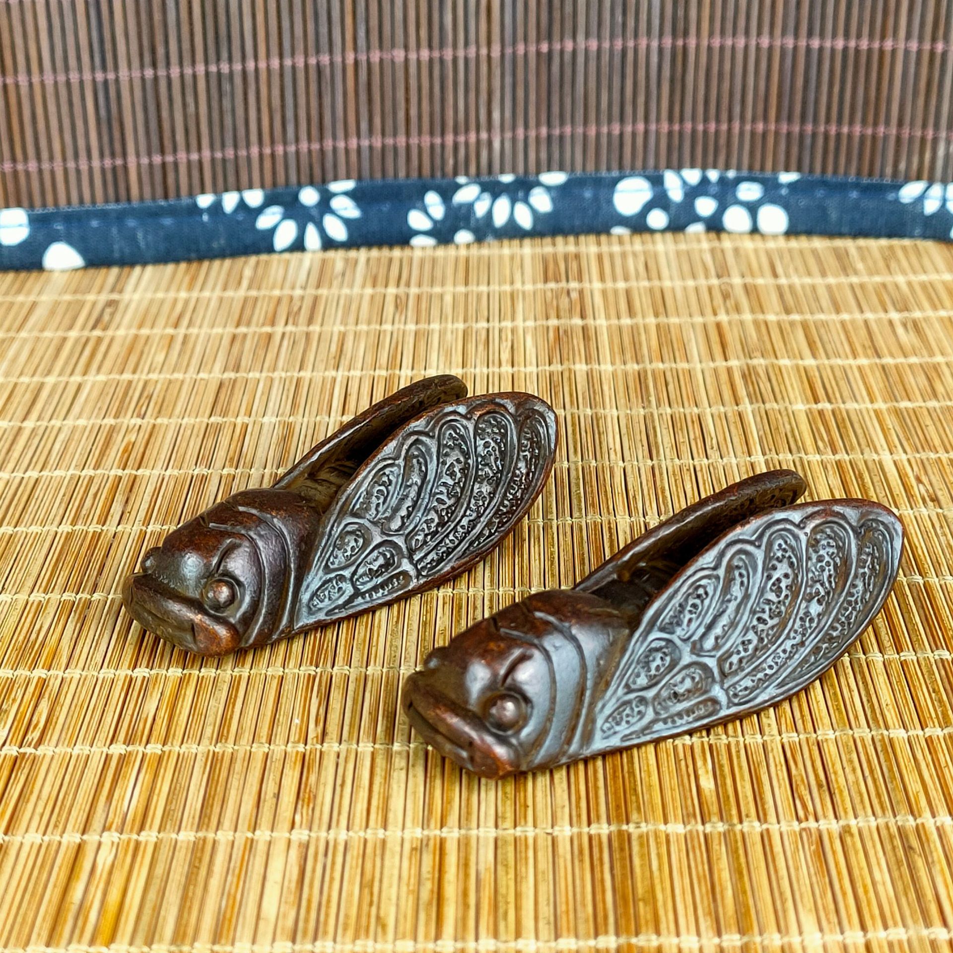 做旧仿古铜知了手把件复古文玩蝉知了一鸣惊人茶宠道具造景摆件