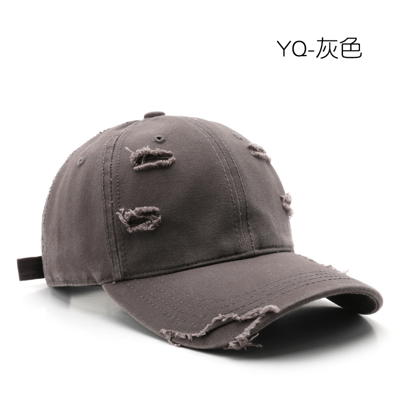 Korean Style Personalized Women's Spring and Autumn Solid Color Light Board Water Washed Hole Peaked Cap Outdoor Men's Sports Sun Protection Sun-Proof Baseball Cap