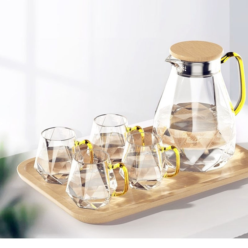 钻石冷水壶高硼硅玻璃家用大容量凉水壶凉白开泡茶杯果汁扎壶