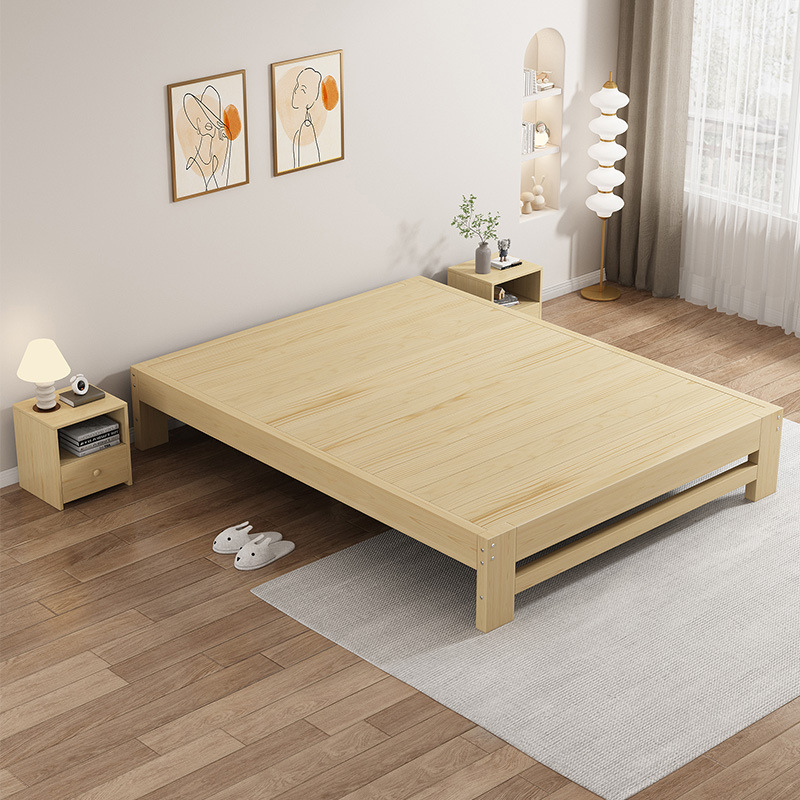 aaa实木床榻榻米双人床现代简约松木床出租房1m经济型单人床-阿里巴巴
