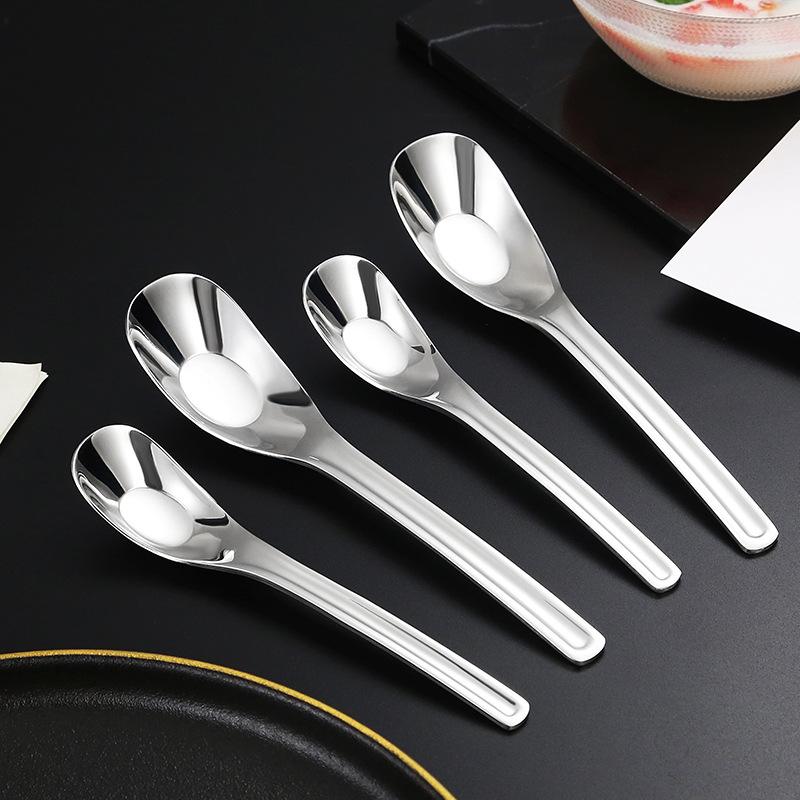 Ingot Spoon 316l Stainless Steel Spoon Thickened Spoon Household Spoon Eating Spoon Flat Spoon Children Feeding Spoon