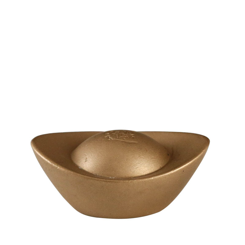 纯黄铜实心元宝摆件招财进宝茶宠古玩黄铜元宝桌面摆件装饰工艺品