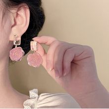 柏谨透明水晶玫瑰花耳环女日韩超仙法式设计感小众高品质耳环批发