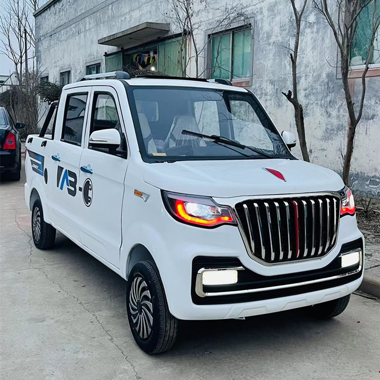 四门四座电动四轮皮卡车孩子接送代步车油电两用带斗电动货车家用