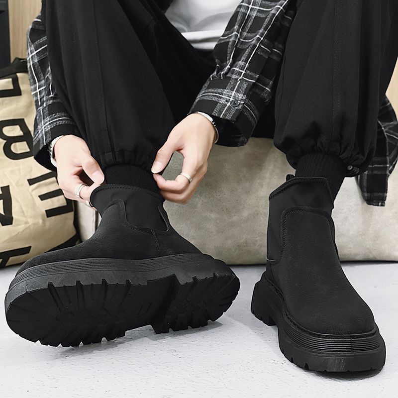 马丁靴男士新款切尔西皮鞋上档次高帮鞋男款潮靴子加绒棉鞋冬