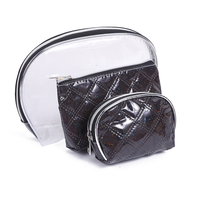 New Transparent PVC Cosmetic Bag Bag Large Capacity Fashion Shell Bag Clutch Women's Bag Three-Piece Set Mother and Child Bag