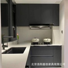 北京定 制现代轻奢整体橱柜PET门板小户型开放式家用厨房橱柜厂家