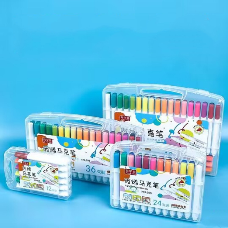 Large Capacity Acrylic Marker Pen Children's Hand-Painted Waterproof Quick-Drying Acrylic Brush Boxed 36-Color Marker