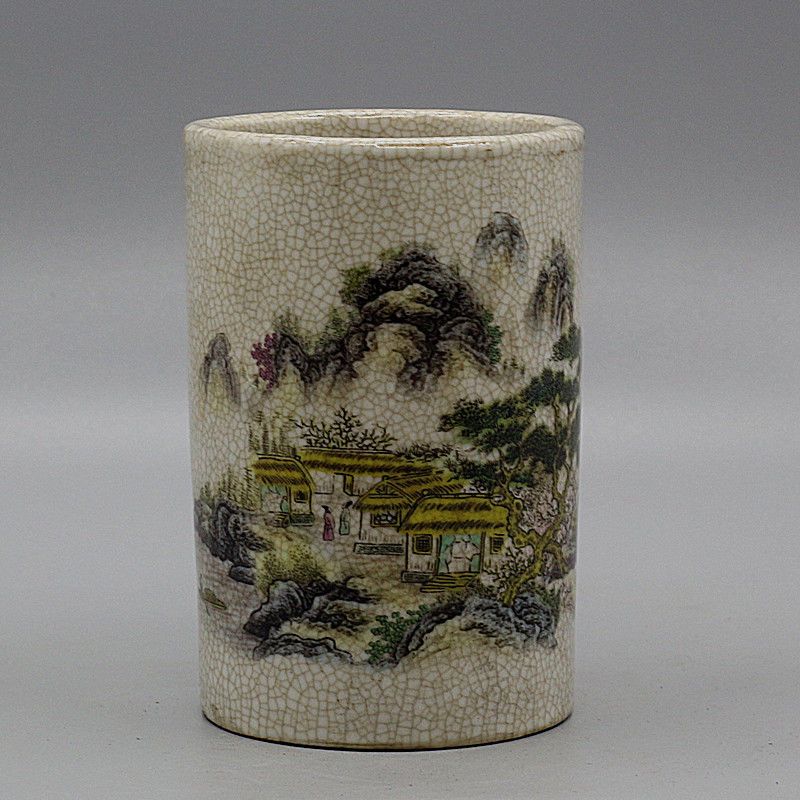 qing guangxu year pink landscape small pen holder antique porcelain old goods antique antique antique collection old ornaments