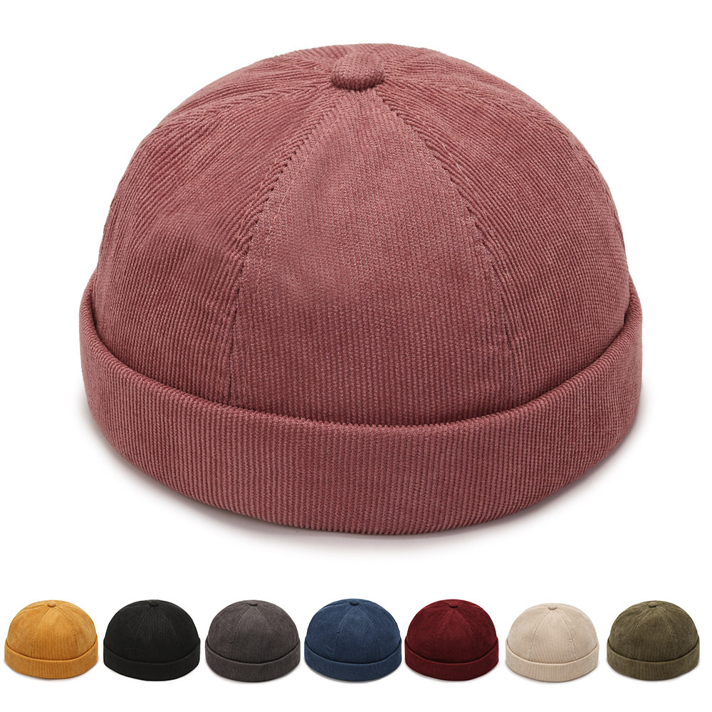 New Hat Trendy Skullcap Japanese Style No Brim Chinese Landlord Hat Women's Spring and Autumn Retro Hip Hop Hat Fashion round Cap Casual