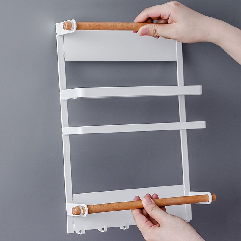 冰箱磁吸置物架强厨房侧面收纳架吸铁免打孔调料架保鲜膜袋挂架