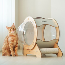 圆形胶囊猫窝360°无死角双侧太空舱猫窝便携可手提猫窝抓板猫窝