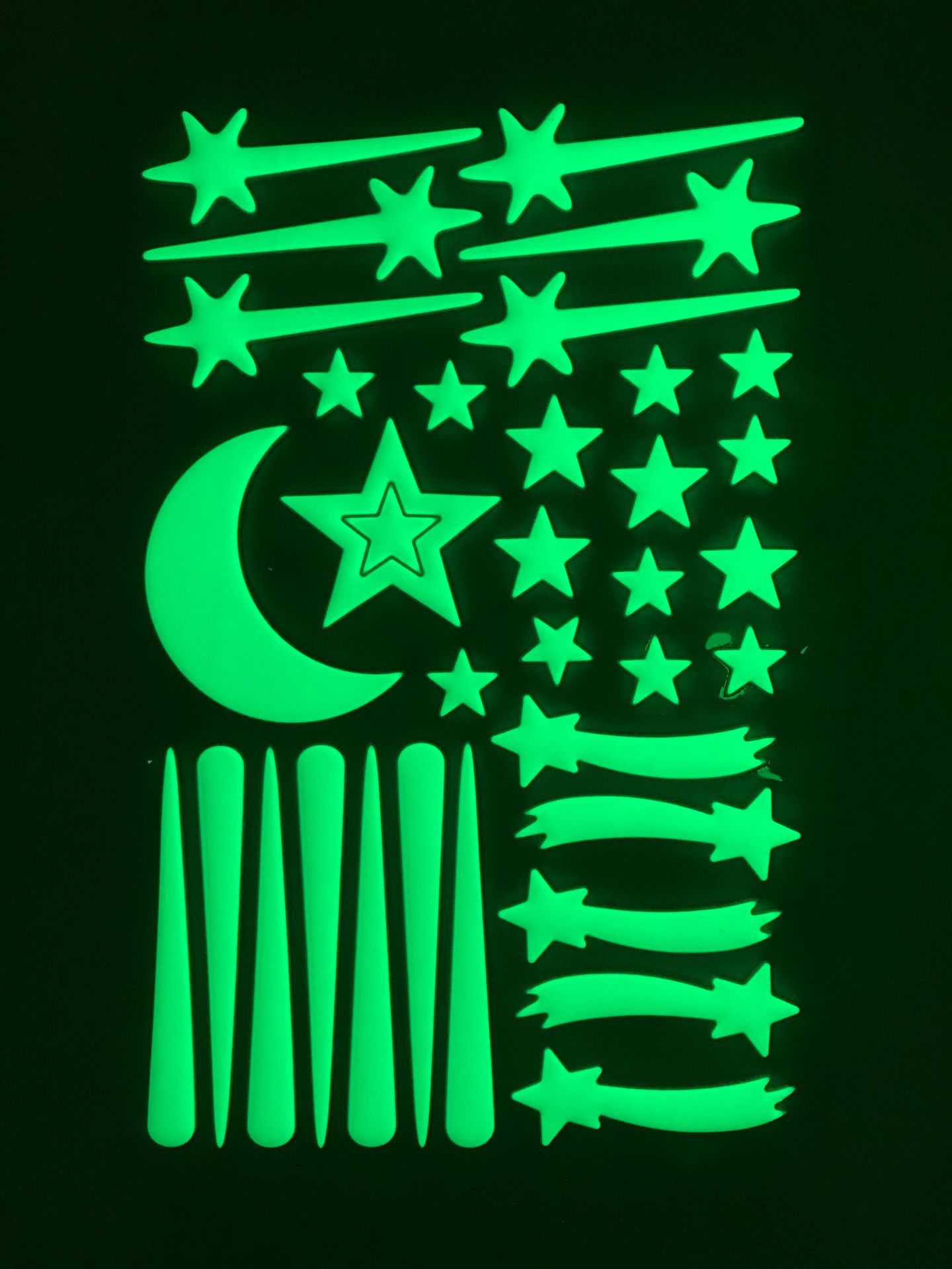 3d立体荧光流星夜光贴墙贴泡泡棉发光装饰卧室儿童房五角星星墙贴