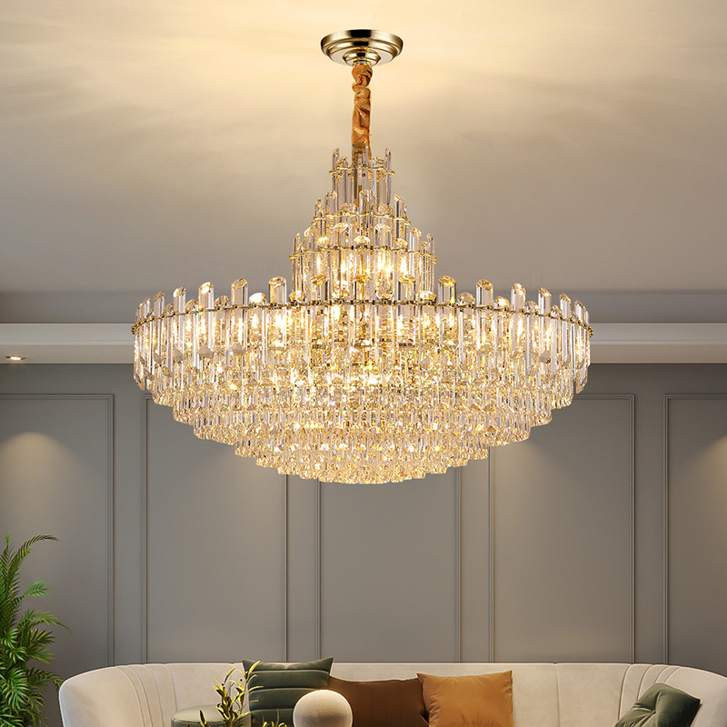 后现代简约轻奢水晶大吊灯复式别墅酒店工程大厅楼梯灯具客厅吊灯