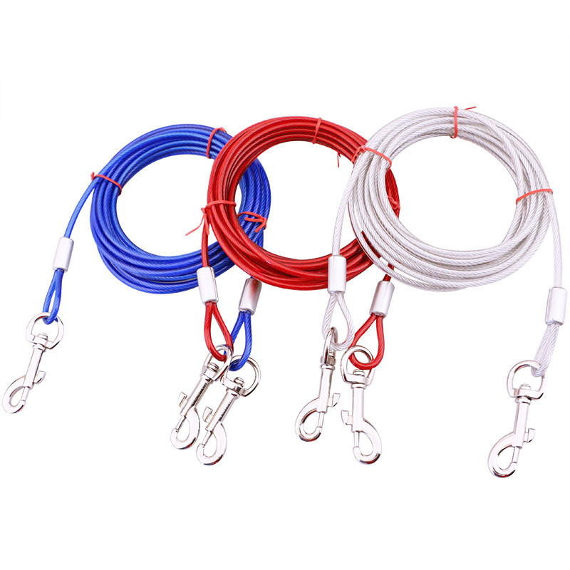 Anti-Bite Steel Wire Dog Leash Double-Headed One-to-Two Dog Pile Dog Leash Dog Leash Dog Leash Iron Chain Fixed Rope Pile Pet Hand Holding Rope