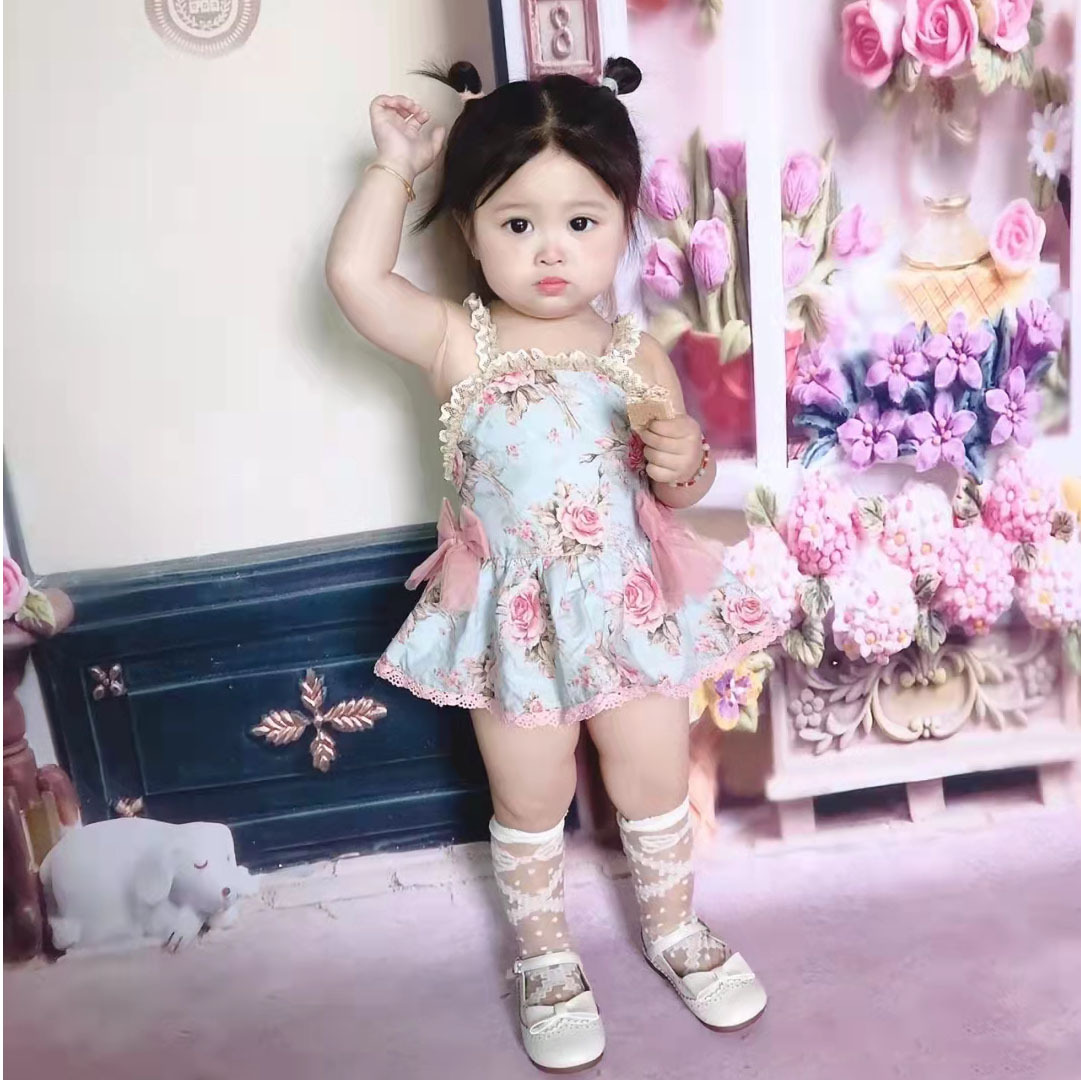 Ins Popular Summer Western Style Baby Princess Romper Skirt Children Lolita Skirt Girl Baby Suspender Skirt Baby Clothes