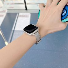 适用Apple苹果SE手表带iwatch8代7564321Ultra细款金属不锈钢表带