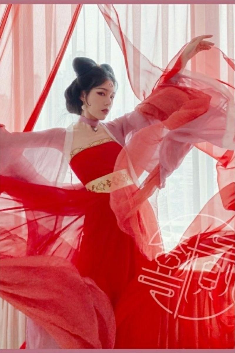 小橙子同款妲己 汉服30%及以下古装长款汉元素 演出服古风超仙舞