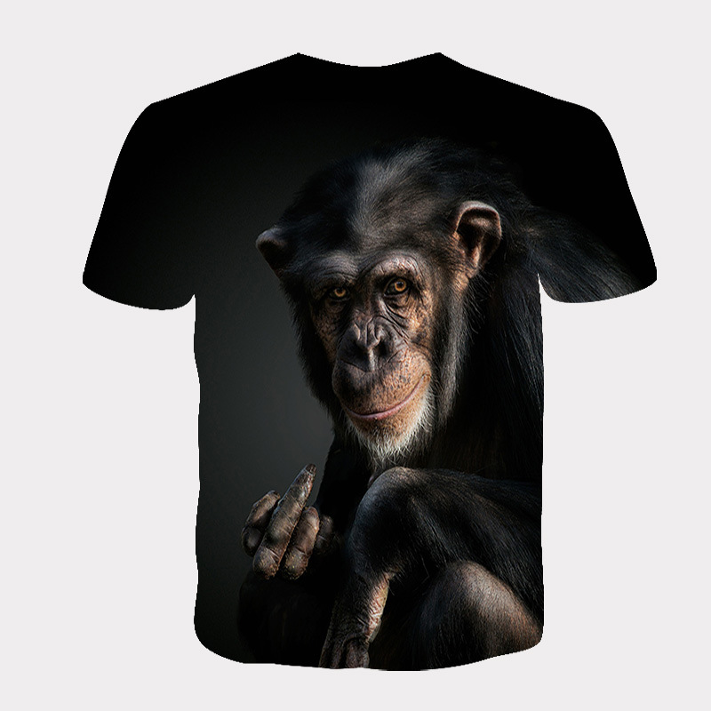 欧美 外贸跨境 夏季款猴子3d数码印花 运动休闲短袖t恤衫厂家批发