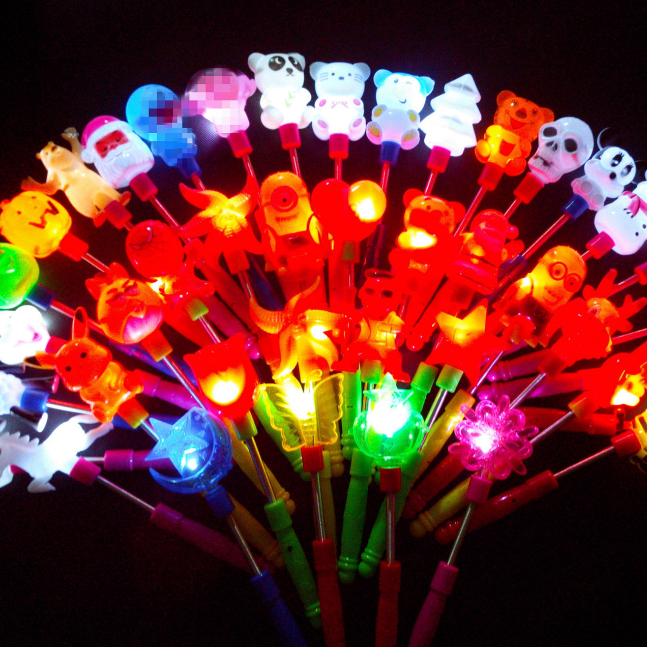 厂家批发 多款弹簧闪光棒 卡通荧光棒 夜光棒 地摊热销发光玩具