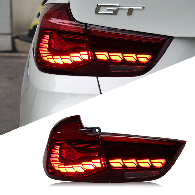 适用于宝马3系gt尾灯总成f34改装m4 led龙鳞行车灯流水转向灯刹车