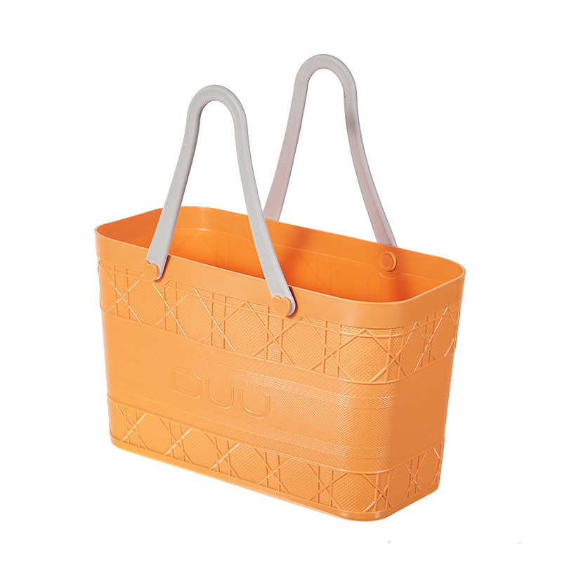 Square Portable Shopping Basket Plastic Soft Handle Multi-Color Small Basket Picnic Sundries Portable Basket