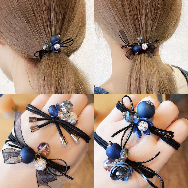 Korean Internet Celebrity Ins Headband Female Rubber Band Adult Hair Rope Hair Ring Headdress Mori Girl Ocean Blue Suit