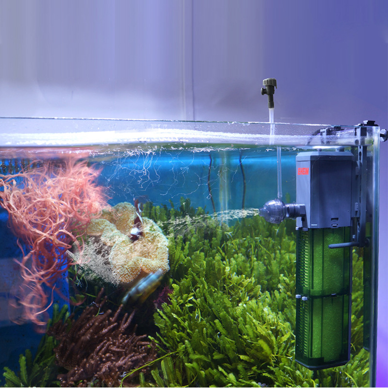 伊罕水族箱过滤器鱼缸三合一过滤吸便循环造浪泵草缸内置过滤器