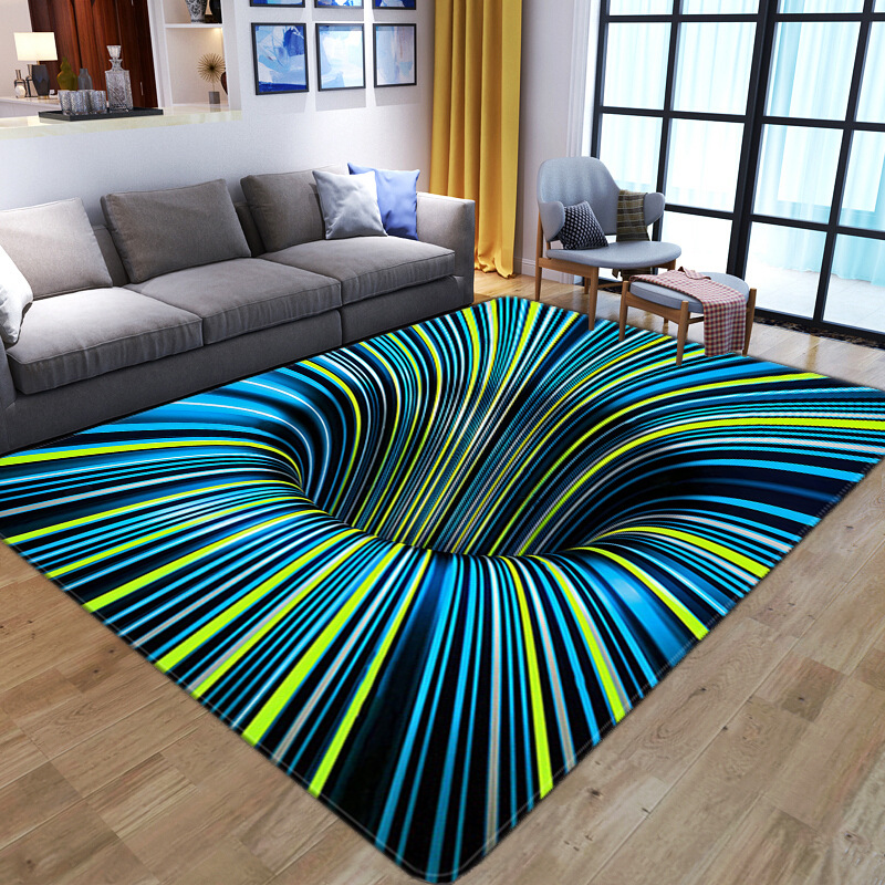 Cross-Border Carpet Living Room Sofa Cover 3d Visual Vortex Bedroom Full Carpet Creative Three-Dimensional Floor Mat Can Be Sent on Behalf