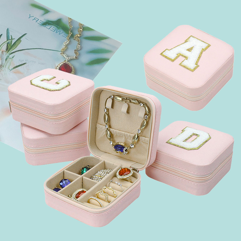 European and American Style Creative English Letter Portable Jewelry Box Anti-Oxidation Ring Necklace Earrings Ear Studs Accessories Storage Box